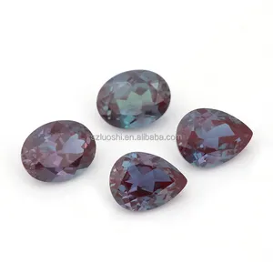 laboratory grown natural color alexandrite oval pear shape lab loose gemstone with GRC certificate for gold jewelry making