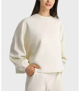 2022 nouveau Femmes 2 Pièces Sport Survêtement Lâche Oversize Ras Du Cou Coton Sweat et Jogger Ensemble Entraînement En Plein Air Survêtement - Product Image 5