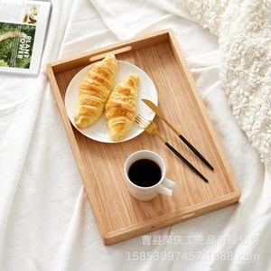 Plateau de service en bois massif, rectangulaire, pour thé, café, petit-déjeuner, pour la maison et la cuisine - Product Image 1