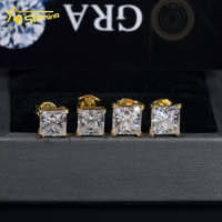 Fabrikpreis GRA-Zertifizierte Moissanit-Diamant-Ohrringe für Damen 925 Massivsilber Solitär Princess-Cut Diamant-Ohrstecker