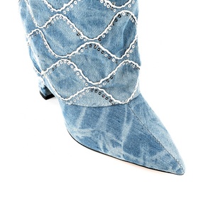 Bottes d'hiver de luxe pour femmes, en Denim, grande taille 43, avec fermeture éclair latérale, bottes <span class=keywords><strong>requin</strong></span> pour dames - Product Image 5