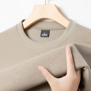 Suéter pesado de 320g para <span class=keywords><strong>hombre</strong></span>, cuello redondo de algodón puro de alta calidad, cuello alto, <span class=keywords><strong>camisa</strong></span> Base informal, patrón sólido para primavera Otoño, niños y hombres - Product Image 4