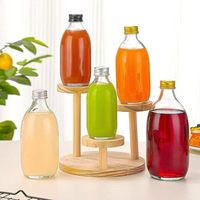 Bouteilles en verre de 12 oz pour jus, boissons et enzymes, emballage rond, bouteilles en verre vides avec couvercle à vis en aluminium