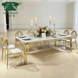 Mesa de Comedor Rectangular con Marco de Acero Inoxidable Dorado para Decoración de Bodas - Product Image 2