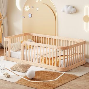 Letto a terra matrimoniale personalizzato Montessori con sponde di sicurezza per bambini, struttura letto a terra per ragazzi e ragazze - Product Image 6