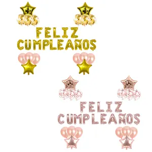 スペインのお誕生日おめでとうバルーンセット結婚式の誕生日パーティーの装飾レターフォイルバルーングロボスセット