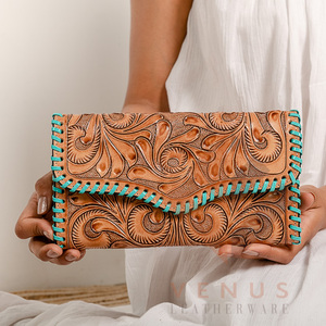 High Quality Women's Genuine Leather Long Design Clutch Bag <b>Wallet</b> Fashionable Purse with Landscape Pattern - Product Image 1