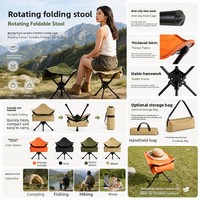 Chaise de camping 360 degrés pivotante, cadre en acier carbone robuste, support triangulaire stable, légère et portable