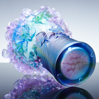 Haute qualité luxe cristal Vase coloré sculpté papillon orchidée fleur Liuli couleur glaçure mariage Souvenir cadeaux bol Type produit