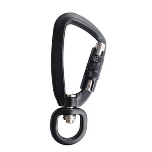 Aviation Aluminum Carabiner Snap for Dog Leash Black Swivel Self Locking Carabiners With Square Ring