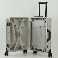 Maleta de Lujo Personalizable, Clásica y Sencilla, de Aleación de Aluminio Rígida, con 8 Ruedas Giratorias, Candado TSA, Construcción Duradera, Sin Costo de Molde