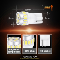 TCYATO Ampoule LED Super Lumineuse 3014 24SMD DC12-24V T10 pour Voiture, Lampe d'Indication de Tableau de Bord W5W 194