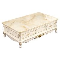Juego de Muebles de Sala de Estar con Mesa de Centro de Mármol Estilo Europeo y Mueble para TV, Madera Sólida, Moderno y Minimalista, No Requiere Ensamblaje