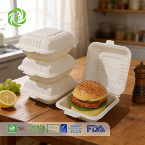 Manufacturer Cornstarch Food Container Disposable Biodegradable Clamshell Burger <strong>Box</strong> PSM Take Away <strong>Lunch</strong> <strong>Packing</strong> Takeaway - Product Image 1