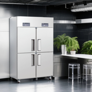 Réfrigérateur commercial vertical à grande capacité à quatre portes, refroidissement par air/direct, en acier inoxydable, armoire réfrigérante/congélateur - Product Image 1