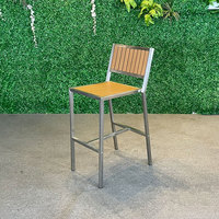 Mobilier d'extérieur moderne en métal, ensemble de chaises et de tables de bar en acier inoxydable, chaise haute en plastique, tabouret de bar, table de bar en verre