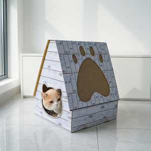 בית גירוד לחתולים מודרני קלאסי יוקרתי וידידותי לסביבה, עשוי מקרטון גלי ממוחזר ועמיד, להיט מכירות 2026 - Product Image 2