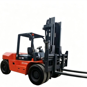 Chariot élévateur diesel d'occasion HELI CPCD100 de marque chinoise, 10 tonnes, avec déplaceur latéral hydraulique et mât à deux étages, à vendre - Product Image 1