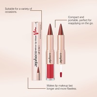 Gloss à lèvres deux-en-un Zephoco Brick Red, couleur vive et magnifique, maquillage pour les lèvres.