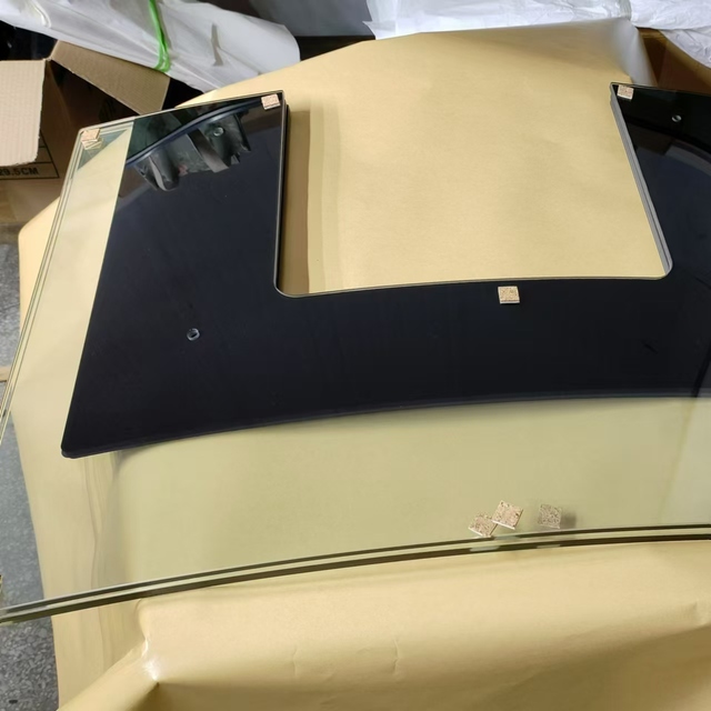 Tempered Glass Manufacturer Cutting Curved Glass for Kitchen Range Hood Black Color Custom logo Curved Glass Panel
