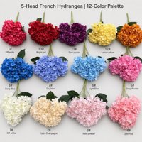 Bunga Hydrangea Sutra Prancis 5 Cabang Berkualitas Tinggi untuk Dekorasi Pernikahan, Hari Valentine, dan Thanksgiving