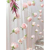 Décorations de plafond pour fête de mariage, rideaux de fleurs flottantes en roses rouges, guirlandes de fleurs, décorations d'arche