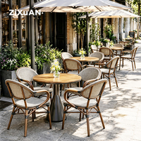 Kursi Rotan Anyaman Luar Ruangan yang Laris untuk Acara, Kursi Makan Restoran Kopi dengan Sandaran Tinggi dan Rangka Aluminium Cor, Agen