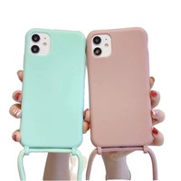 Étuis de téléphone portable souples antichoc anti-traces de doigts en ABS avec cordon bandoulière pour filles, compatibles avec les modèles 16/15/14/13 Pro Max