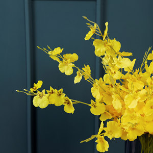 Orchidée Artificielle CallaFloral, Branche Unique Jaune, Haute Simulation, Décoration de Mariage - Product Image 1
