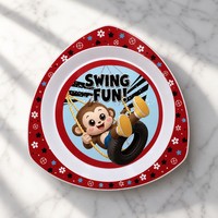 Prix d'usine, vente en gros, assiettes à dîner imprimées en 3D avec motif de dessin animé triangulaire, ensemble d'assiettes pour enfants, réutilisables, portables, en PP, sans danger pour les aliments, pour l'école
