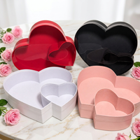 Boîte cadeau en carton rose et noir en forme de cœur pour la Saint-Valentin, emballage pour fleurs avec couvercle transparent en PVC