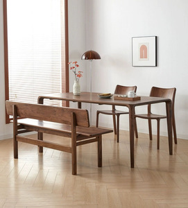 Ensemble <span class=keywords><strong>de</strong></span> table à manger design nordique moderne pas cher, plateau rectangulaire en <span class=keywords><strong>placage</strong></span> <span class=keywords><strong>de</strong></span> <span class=keywords><strong>bois</strong></span>, 4 chaises, structure en <span class=keywords><strong>bois</strong></span> - Product Image 4
