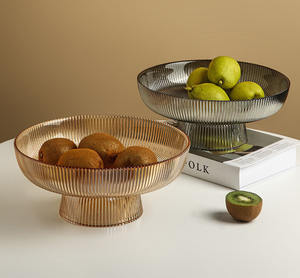 Plat Rond Moderne en Verre Transparent Écologique, Plateau de Service pour Fêtes, Fruits, Gâteaux, Snacks, Desserts, Bol à Pied Haut Couleur Unie - Product Image 4