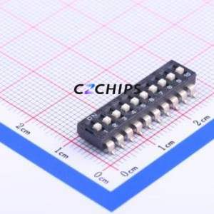 EM-10KP DIP Switch SMD-20P,6.3x26.4mm Switch Flat Toggle, Raised Type Single Pole Single Throw 10 2.54mm - Product Image 1