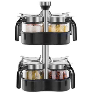 2 Tier Spice Rotating Rack Organizer Schiebe schublade Doppels chicht Gewürz Organizer Rack Lager regal Racks In Cabinet Black - Product Image 1