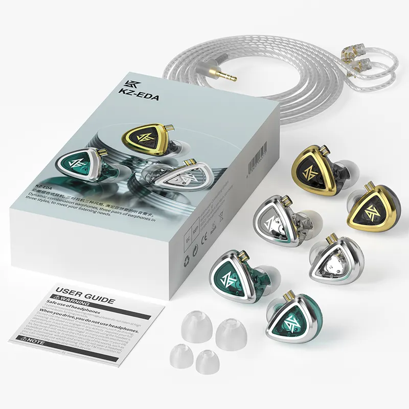 KZ EDA 3 paia 3 auricolari Audio In Ear Monitor cuffie Sport Noise Cancelling cuffie HIFI auricolari bilanciati rimovibili senza microfono