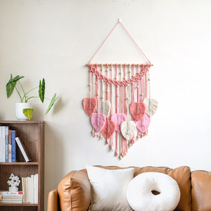 Boho Décoration Artisanale Tapisserie Tête <span class=keywords><strong>de</strong></span> <span class=keywords><strong>Lit</strong></span> Feuilles Vertes Macramé Tenture Murale Décoration Murale - Product Image 2
