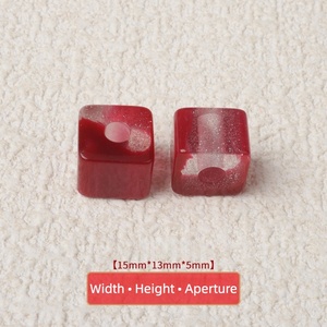 Nouveau modèle de bracelet fait main en perles carrées en résine, petit pendentif, breloque, accessoires, ornement à suspendre enfilé de perles - Product Image 6