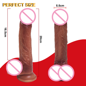 Doppio strato Silicone Strap-On Dildo realistico prepuzio G-Spot stimolatore con ventosa mani libere gioco sessuale per adulti - Product Image 5