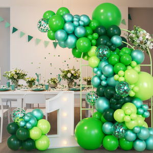 Kit Decorativo per Feste a Tema Foresta con Palloncini Verdi e Dorati, Arco di Ghirlande, Set di Palloncini in Lattice e Foil per Compleanno - Product Image 2