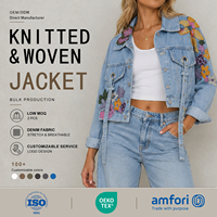 Veste en jean brodée florale personnalisée pour femme, fabrication OEM, marque privée, boutonnée, coupe décontractée, fabricant de vestes en jean