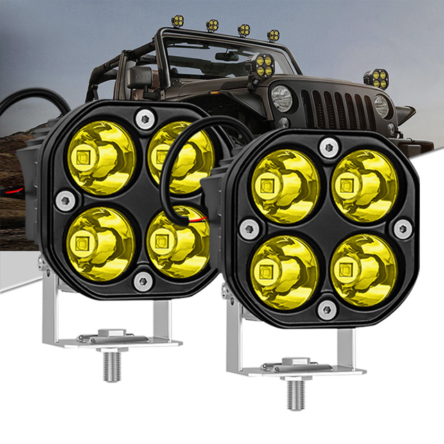 OWN Factory Waterproof 12-80V Four-Eye LED Headlight 3-Inch 4LED Four-Leaf Clover Spotlight Front Position Motorcycle Work Light