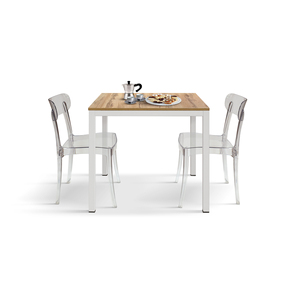 Tobia Fixed <b>Table</b> Rustic <b>Oak</b> Melamine <b>Top</b> Metal Base Indoor Dining <b>Table</b> - Product Image 2