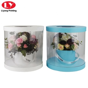 Pvc Flower Boxes Round Box For Flowers Large Clear PVC Transparent Cardboard Custom Round Flower Boxes For Sale