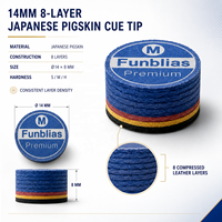 Premium 14mm 8-Schicht Importierte Japanische Schweinsleder-Billardspitzen Professionelle Laminierte Leder-Billardspitzen mit Eigenem Label