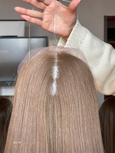 2025 timide personnalisé fait meilleure qualité 100% cheveux humains 8*8 pleine dentelle Topper Mini perruque nœuds simples femme Blonde cheveux Topper - Product Image 4