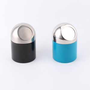 Wholesale Car Waste Bin  Table Desktop Stainless Steel Auto  Trash Can Office Small Waste Bin With Swing Lid - Product Image 6