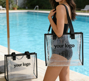 Sac fourre-tout pliable imperméable transparent avec compartiment de rangement visible, couleur unie, logo personnalisé, OEM, plage, PVC, <span class=keywords><strong>week</strong></span>-<span class=keywords><strong>end</strong></span>, modèle ouvert <span class=keywords><strong>pas</strong></span> <span class=keywords><strong>cher</strong></span> Lx04 - Product Image 1