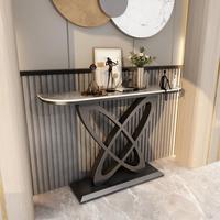 Console d'entrée créative en pierre et fer de luxe léger italien, table murale moderne et minimaliste pour hall d'entrée et salon