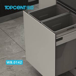 Topcent <strong>Pull</strong> Out Trash Can Under Cabinet With Soft-Close Slides <strong>Door</strong> Mounting Under Sink Garbage Can Slide Out Kit for Kitchen - Product Image 2